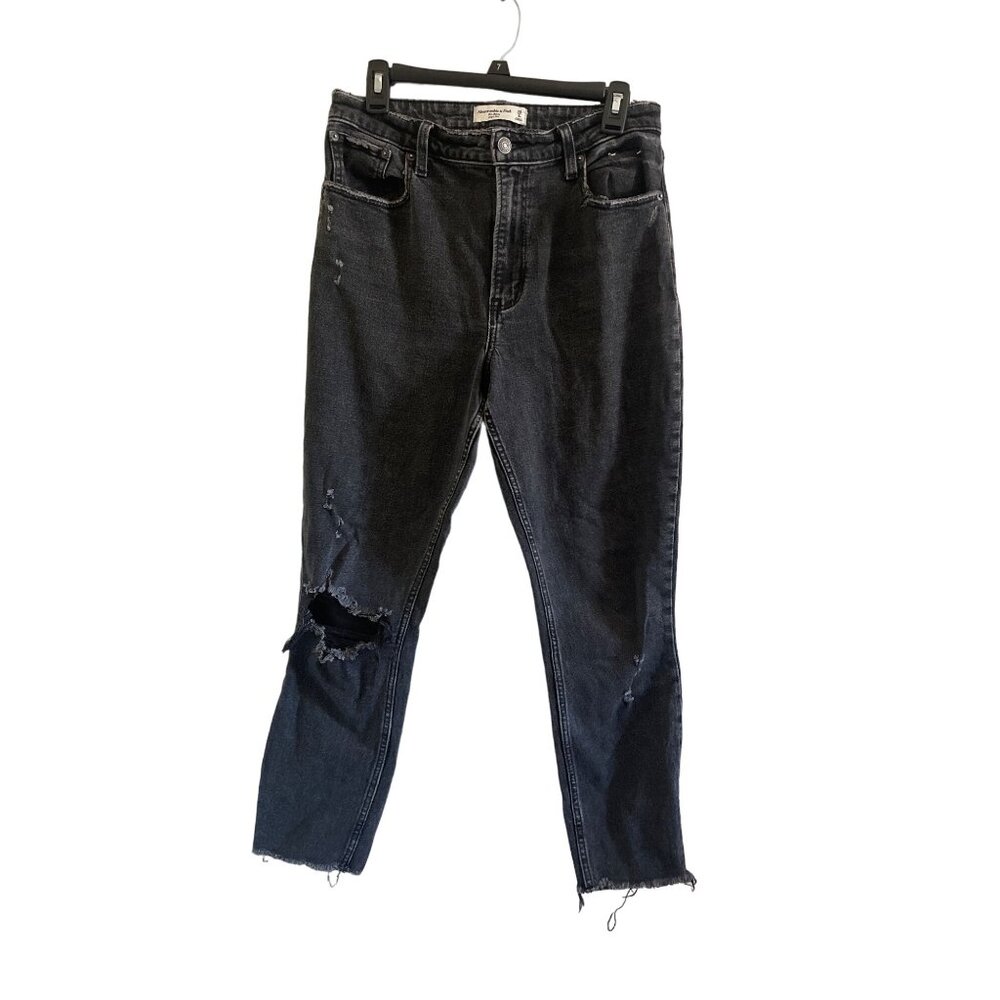 Abercrombie & Fitch The Skinny High Rise Black Distressed Women's Jeans